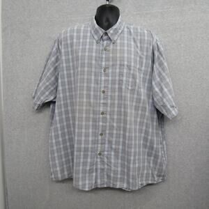 Wrangler Premium Quality Shirt Mens 2X Large Blue Plaid Short Sleeve Preppy